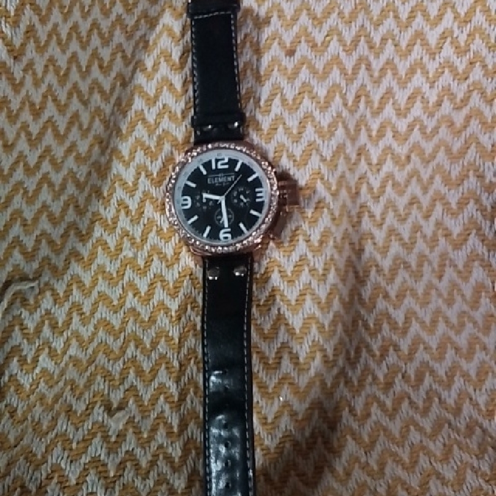 Element Black Dial Watch with Rose Gold Bezel